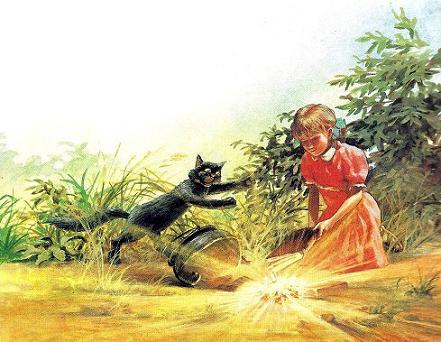 девочка и кот нашли клад