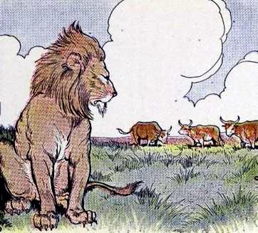 Три быка и лев
