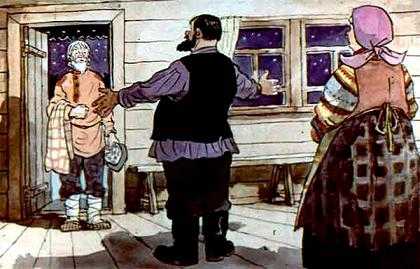 Скатерть, баранчик и сума (сказка) пришел старик к богатому мужику на ночлег