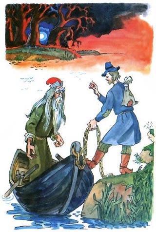 Подошёл к реке Василий. Ждёт старик его в лодке